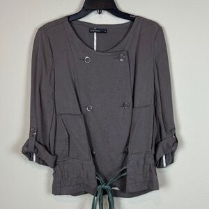 Supertrash Taupe Tencel/Cotton Lining Double Breasted Button Closure Blouse